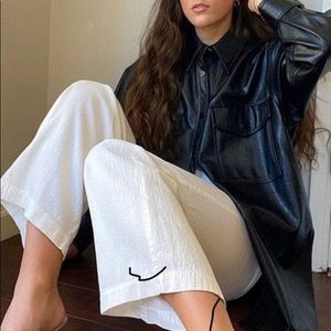 Vegan leather army green utility shirt shirt sz 10